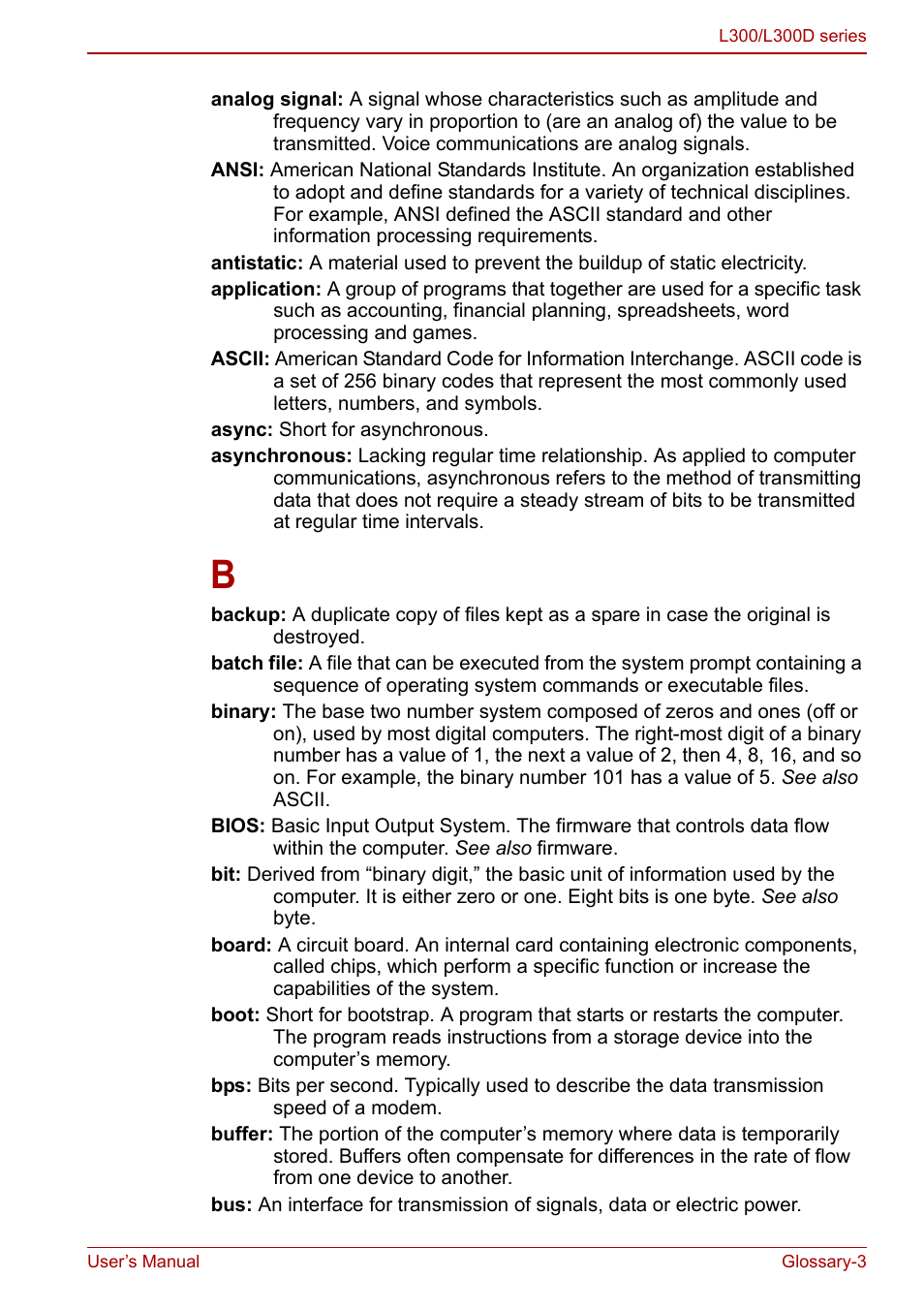 Toshiba Computer L300 User Manual | Page 171 / 186