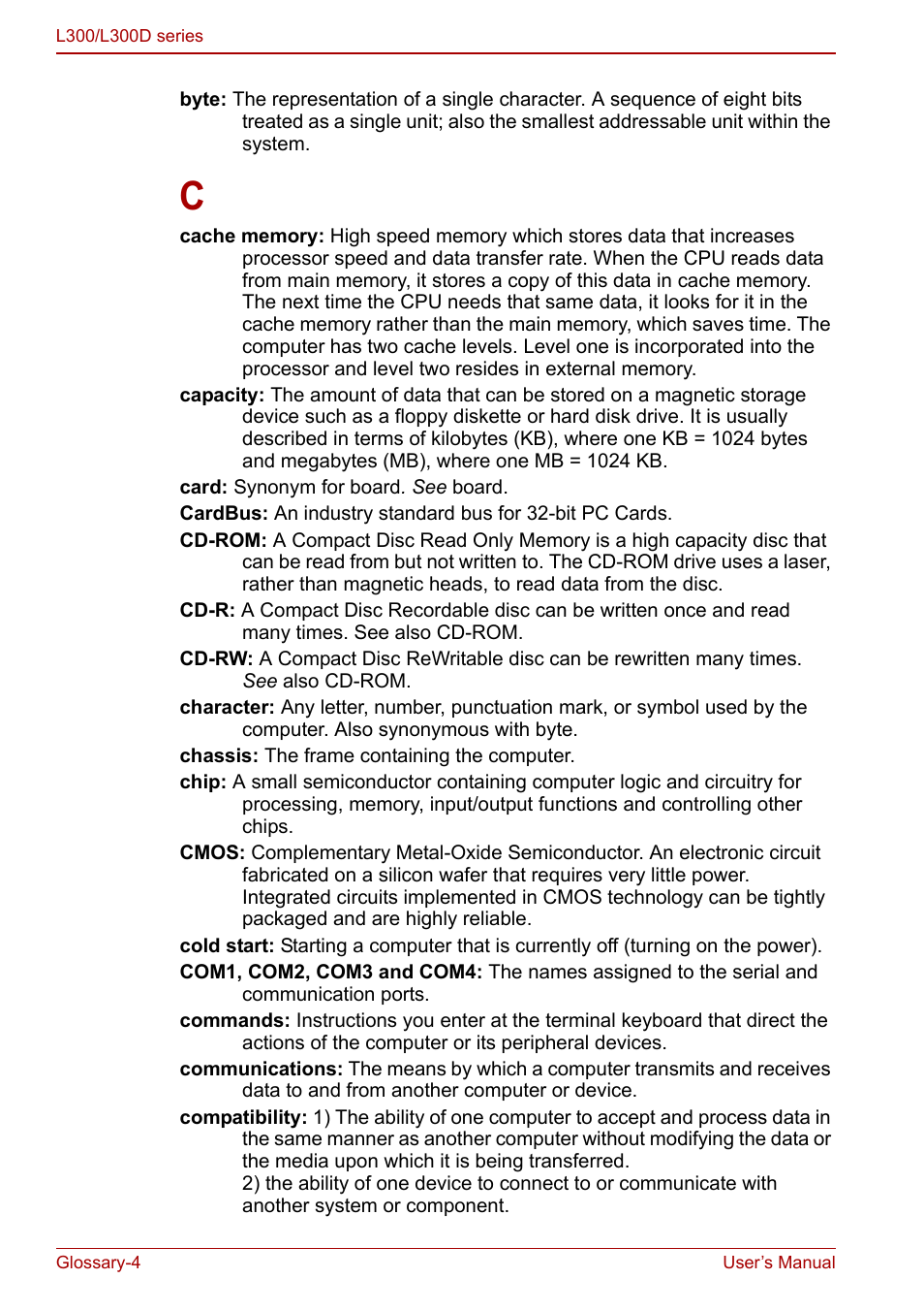 Toshiba Computer L300 User Manual | Page 172 / 186