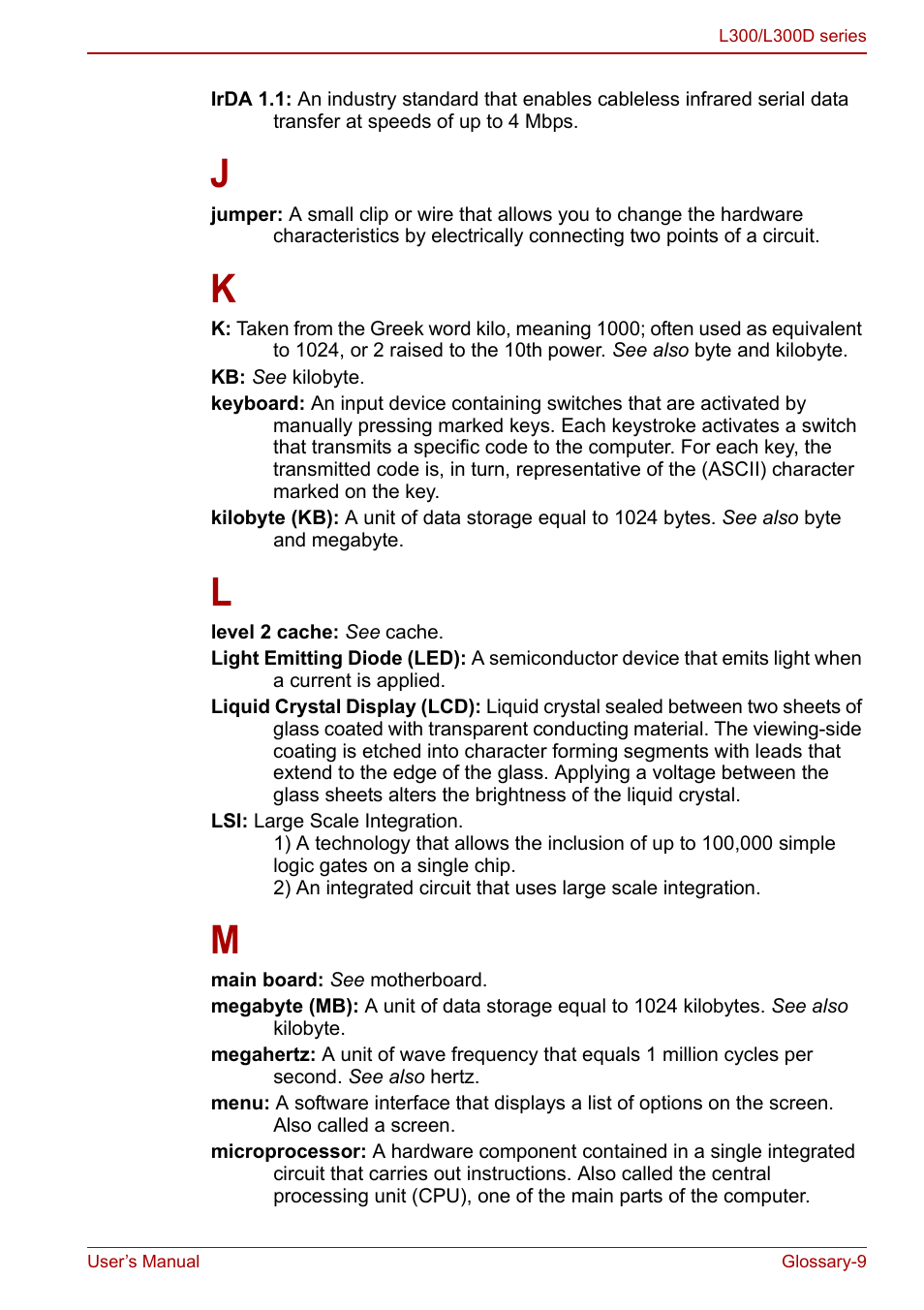 Toshiba Computer L300 User Manual | Page 177 / 186