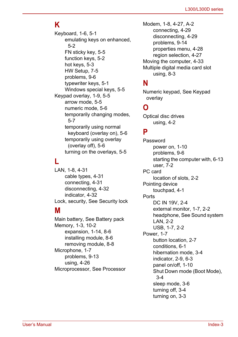 Toshiba Computer L300 User Manual | Page 185 / 186