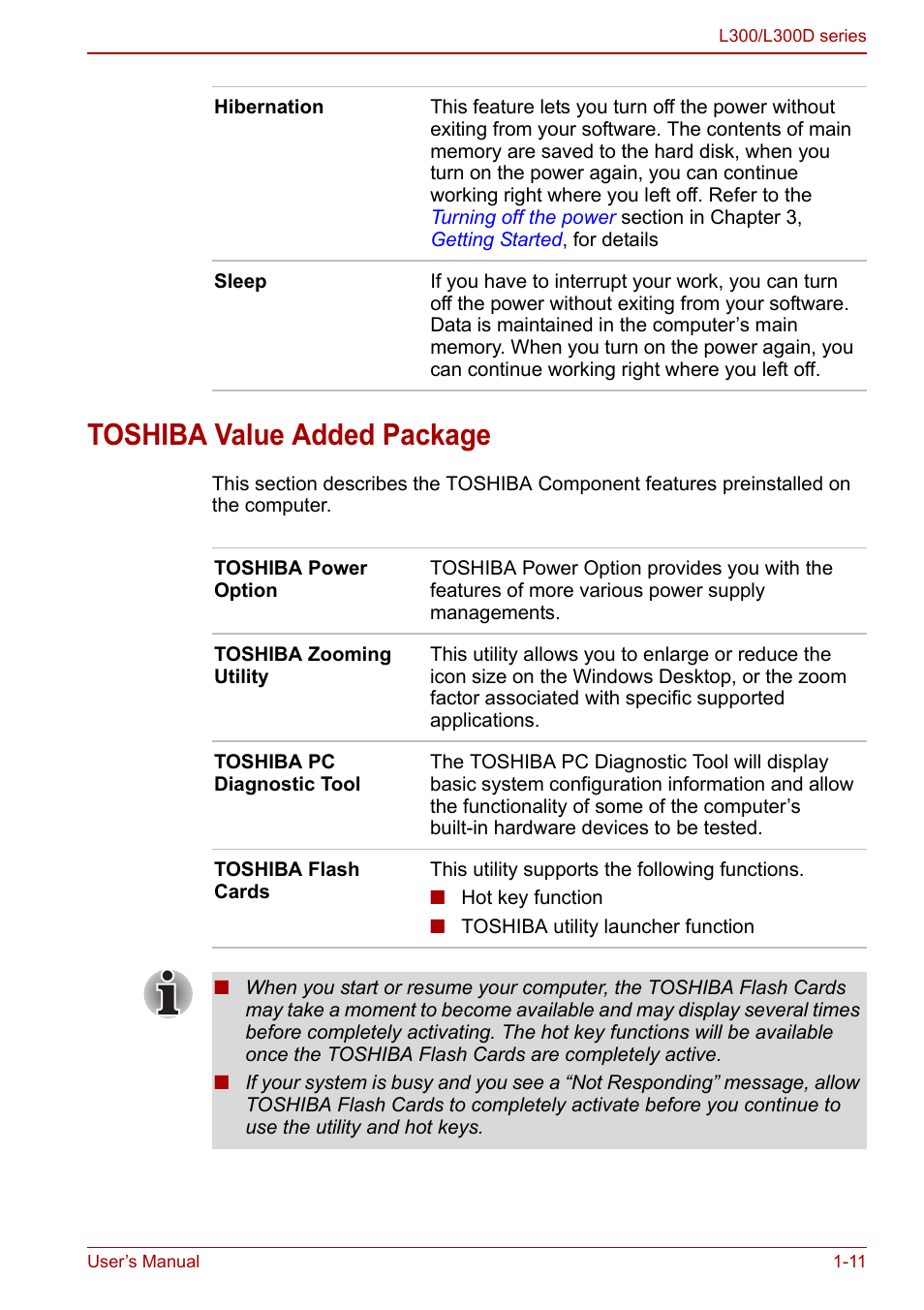 Toshiba value added package, Toshiba value added package -11 | Toshiba Computer L300 User Manual | Page 29 / 186