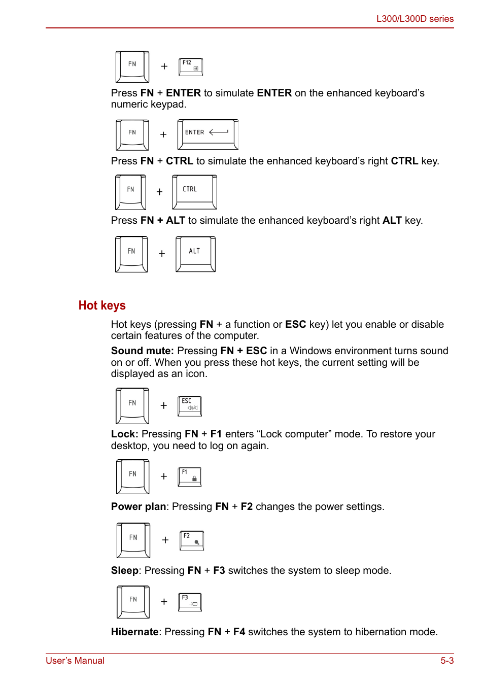 Hot keys | Toshiba Computer L300 User Manual | Page 97 / 186