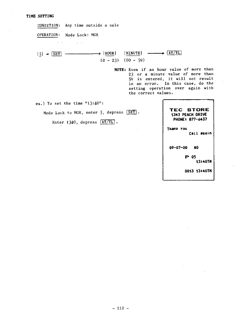 Time setting, Ihow! i minute i, Thank rosi | Call again, P 05 | Toshiba TEC MA-1100-100 SERIES User Manual | Page 116 / 136