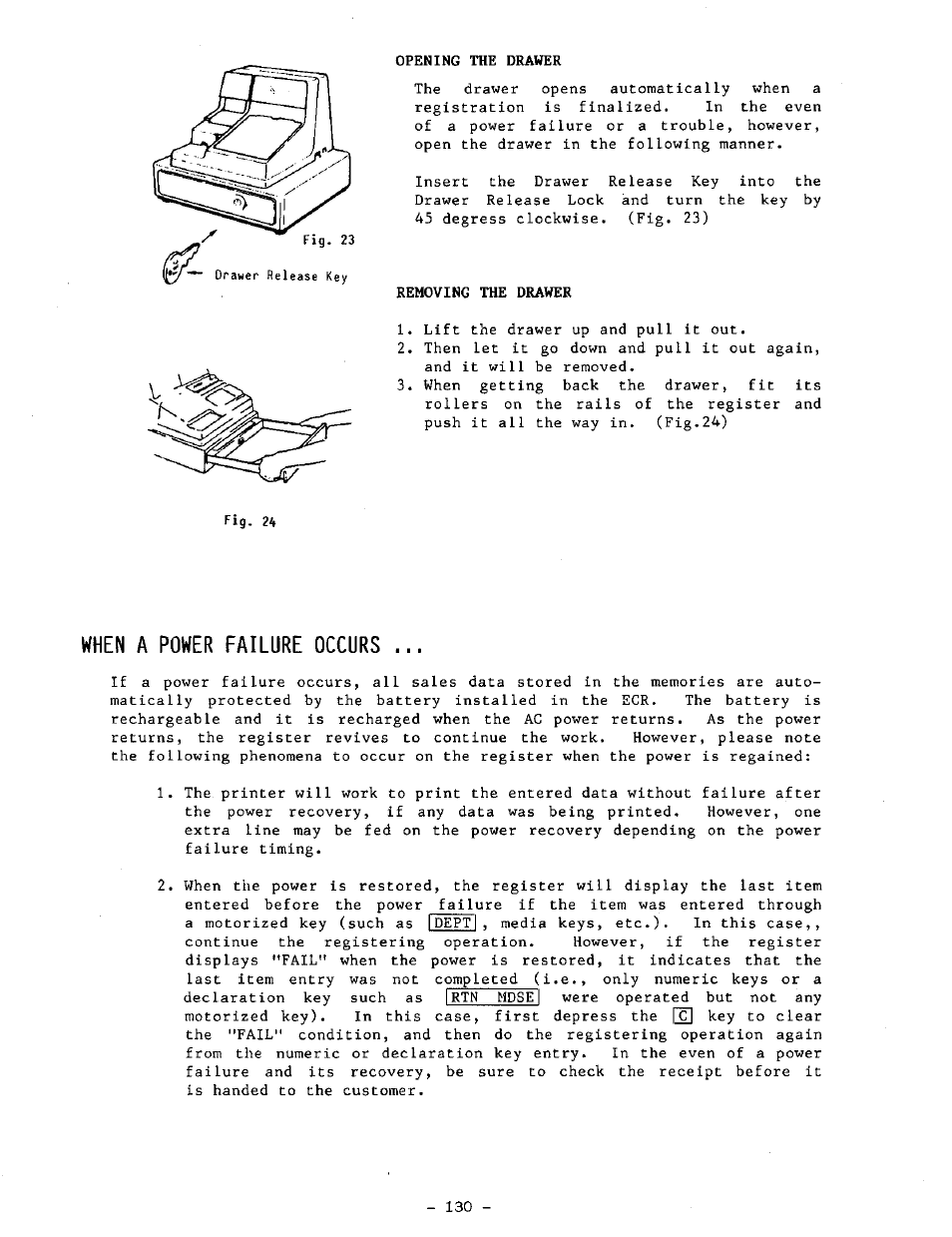 When a power failure occurs | Toshiba TEC MA-1100-100 SERIES User Manual | Page 134 / 136