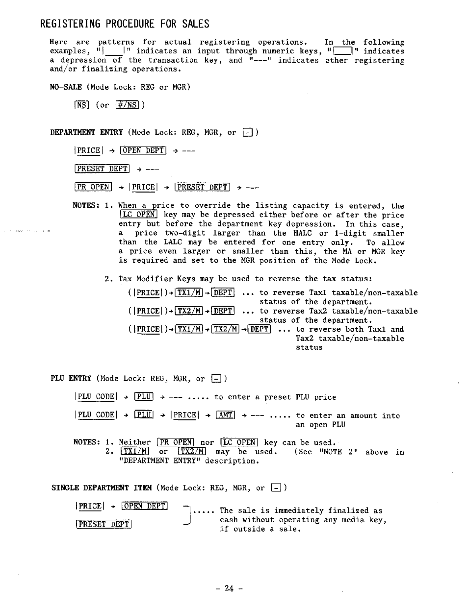 Registering procedure for sales | Toshiba TEC MA-1100-100 SERIES User Manual | Page 28 / 136