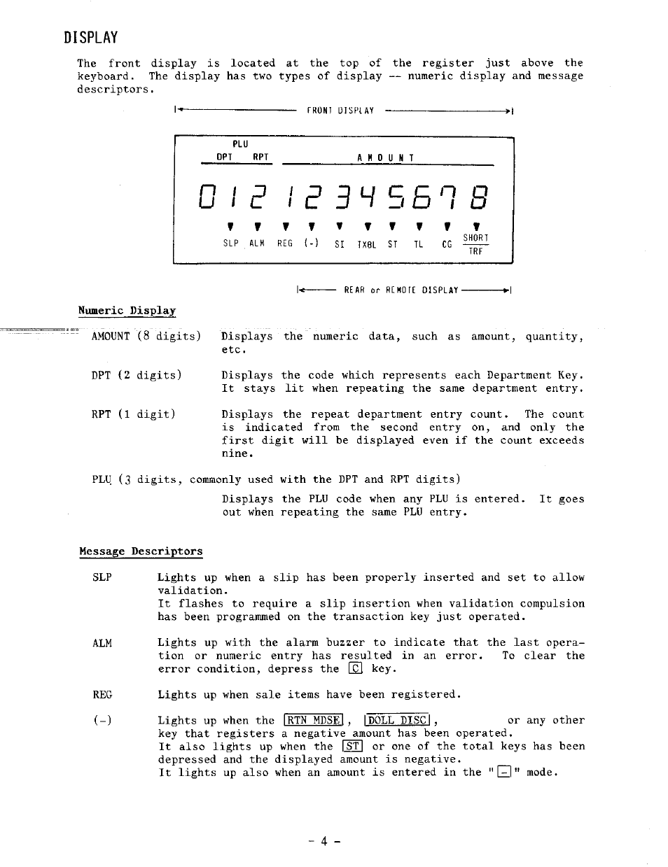 Display | Toshiba TEC MA-1100-100 SERIES User Manual | Page 8 / 136