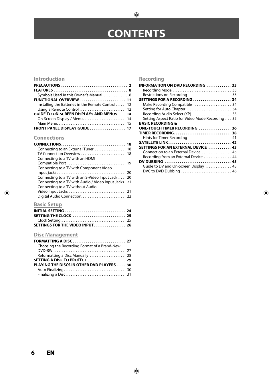 Toshiba DR430KU User Manual | Page 6 / 103