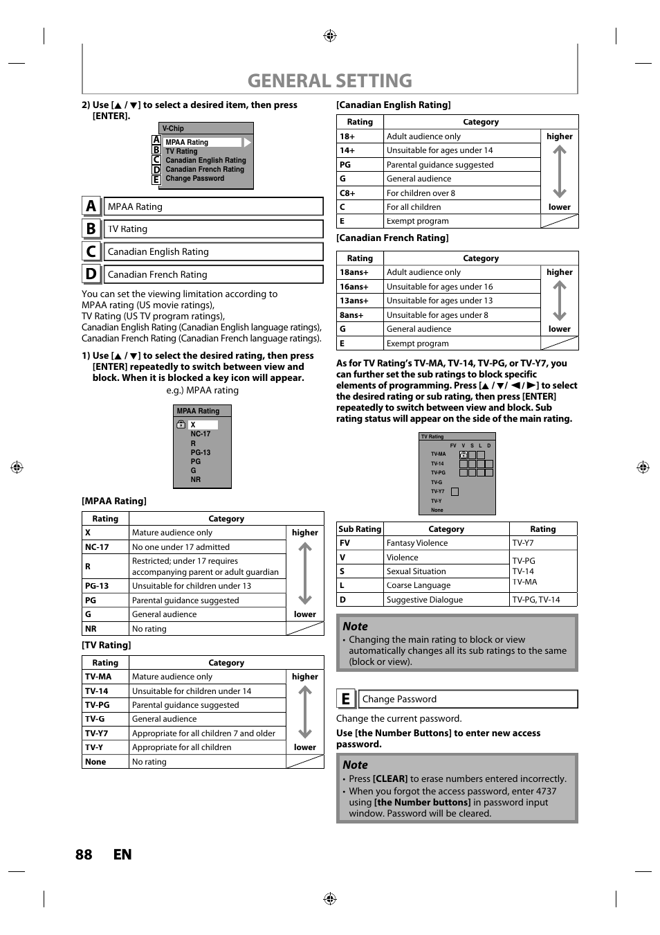 General setting, 88 en en | Toshiba DR430KU User Manual | Page 88 / 103