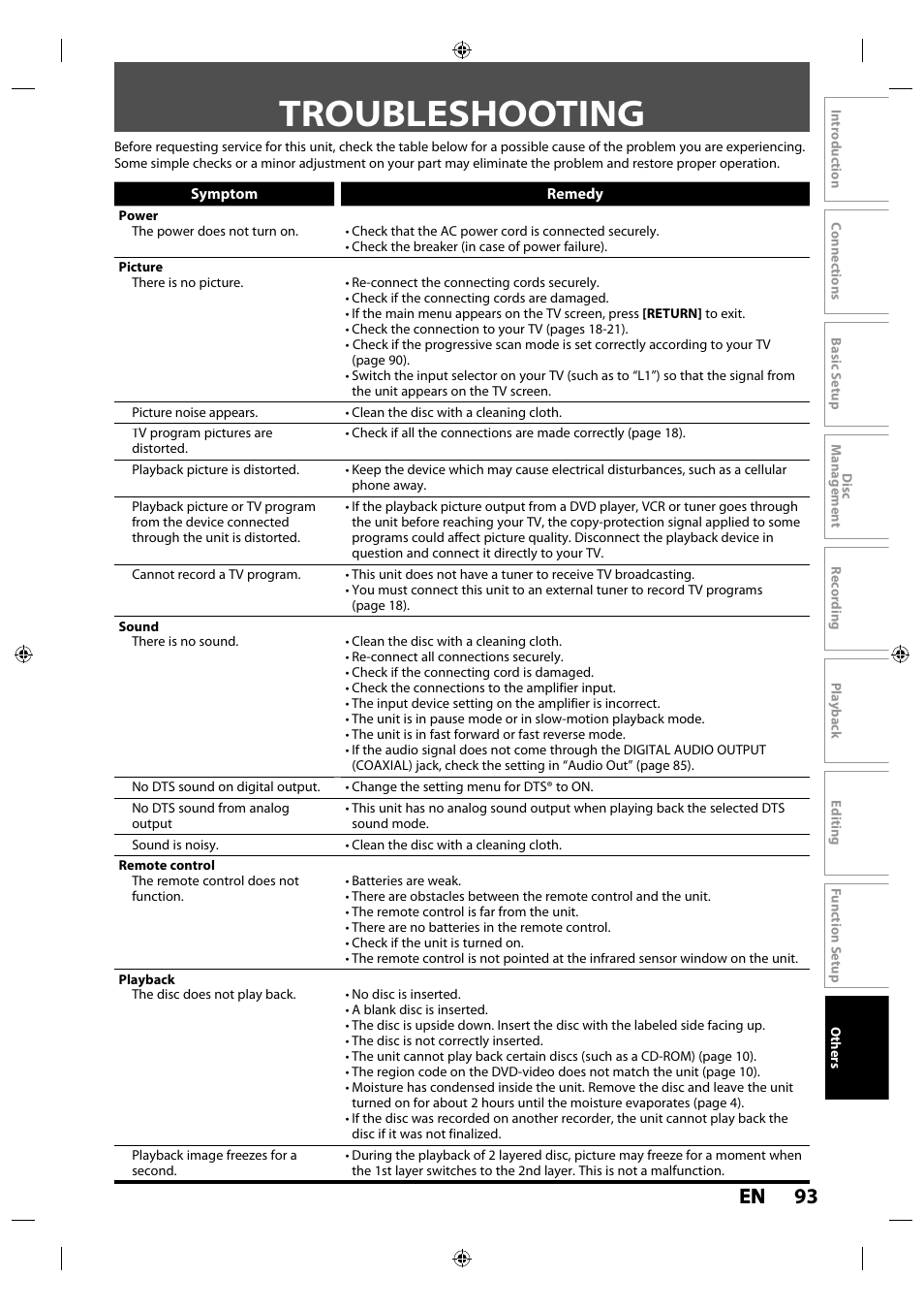 Troubleshooting, 93 en en | Toshiba DR430KU User Manual | Page 93 / 103