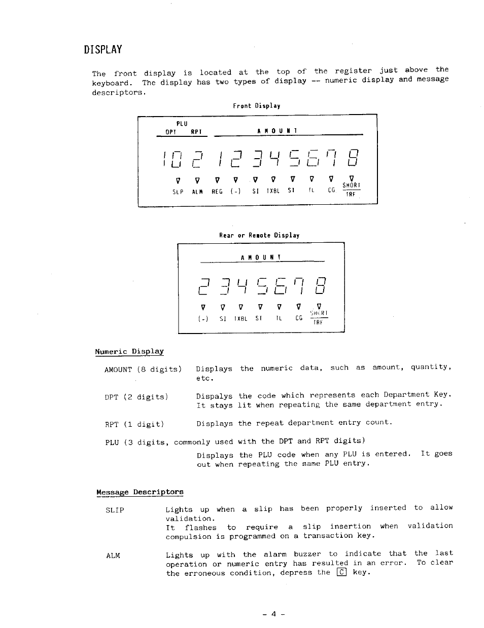 Display | Toshiba MA-191 User Manual | Page 14 / 72