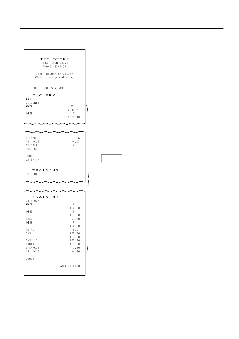 Cashier read or reset (daily or gt) | Toshiba MA-1595-1 Series User Manual | Page 107 / 218