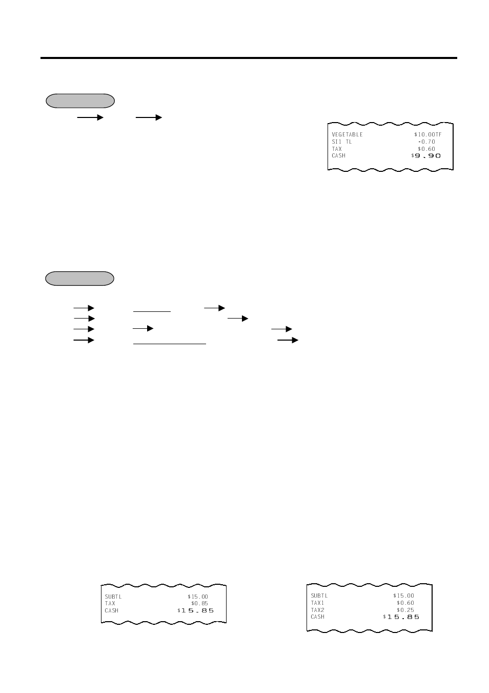 Selective itemizer (si) total read, Plu preset price read, Tax calculation and print | 40 selective itemizer (si) total read, 41 plu preset price read, 42 tax calculation and print | Toshiba MA-1595-1 Series User Manual | Page 57 / 218