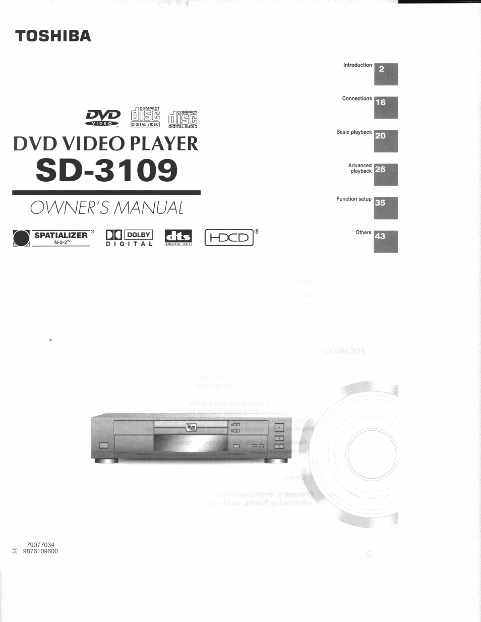 Toshiba SD-3109 User Manual | 48 pages