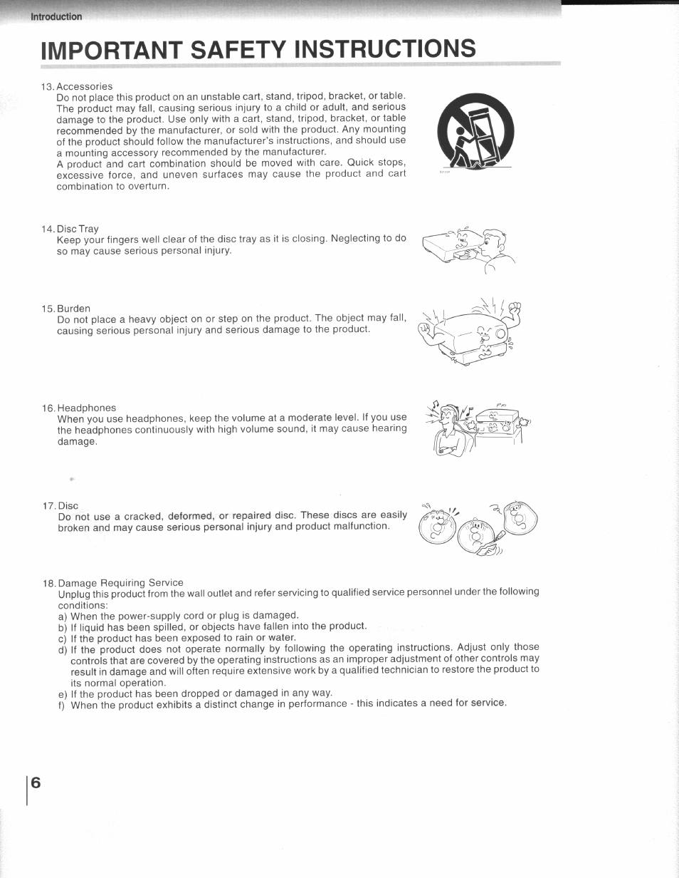 Important safety instructions | Toshiba SD-3109 User Manual | Page 6 / 48