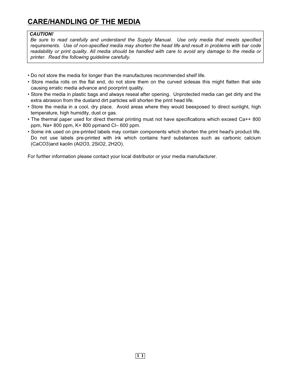 Care/handling of the media | Toshiba EO1-33079 User Manual | Page 12 / 34