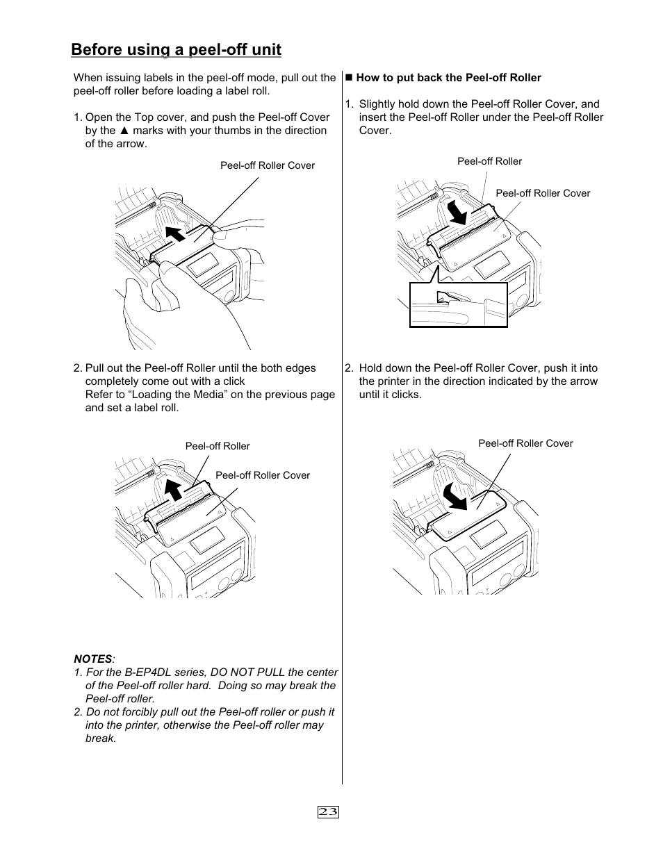 Before using a peel-off unit | Toshiba EO1-33079 User Manual | Page 24 / 34