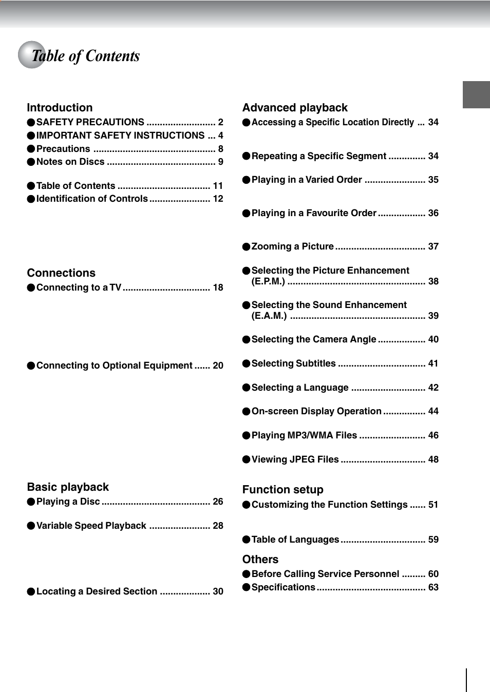 Toshiba SD-240ESE User Manual | Page 11 / 61