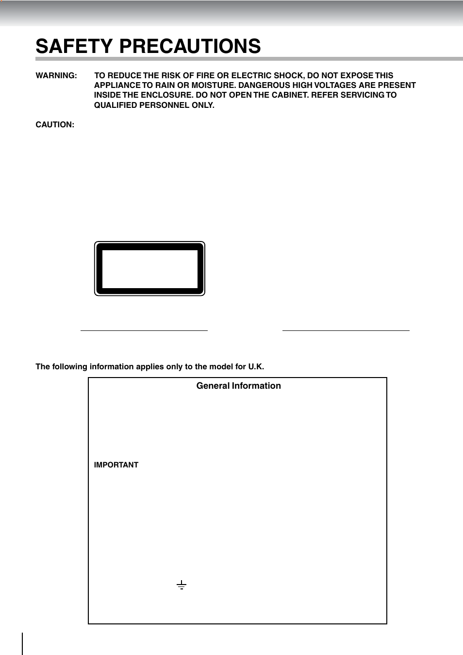 Safety precautions | Toshiba SD-240ESE User Manual | Page 2 / 61