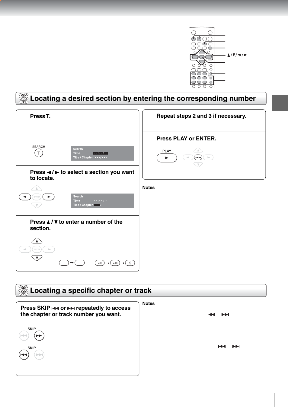 Locating a specific chapter or track | Toshiba SD-240ESE User Manual | Page 29 / 61