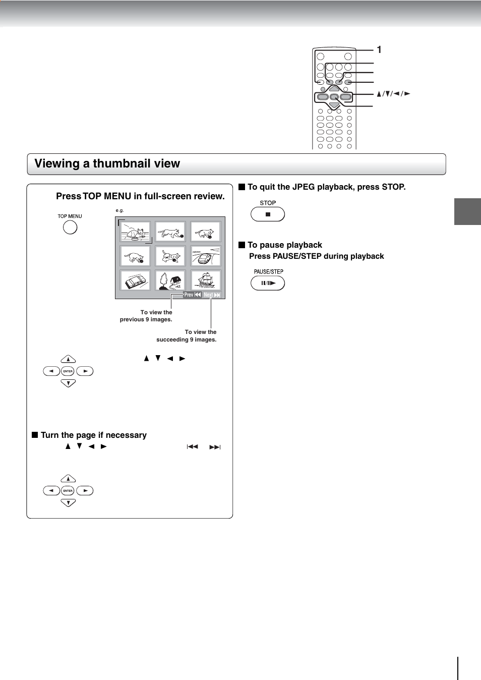 Viewing a thumbnail view | Toshiba SD-240ESE User Manual | Page 47 / 61