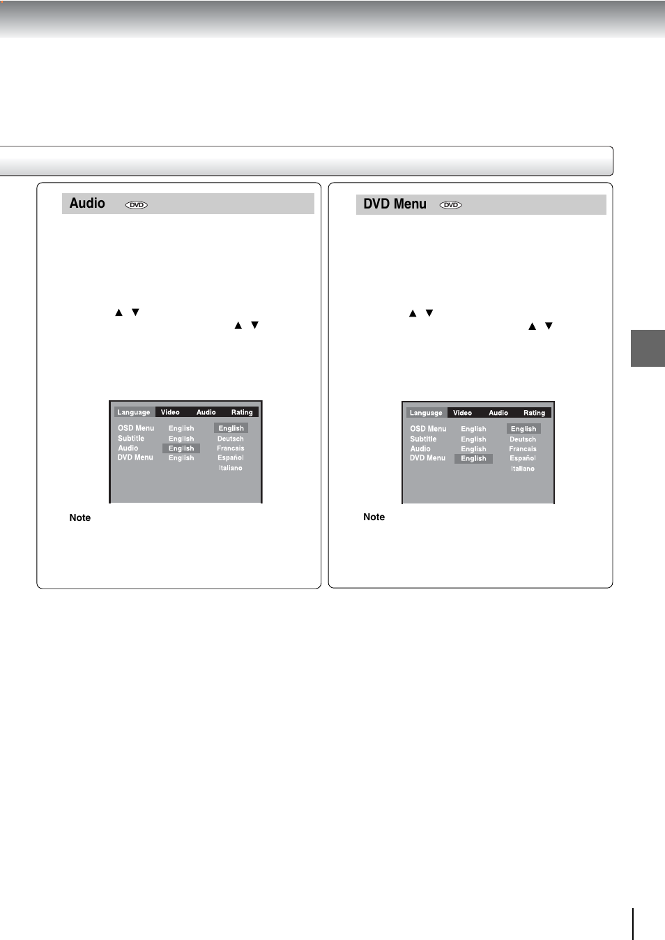 Audio, Dvd menu | Toshiba SD-240ESE User Manual | Page 53 / 61