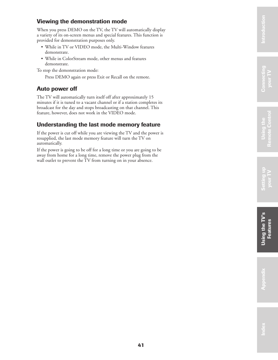 Viewing demonstration mode | Toshiba CN36Z71 User Manual | Page 41 / 47