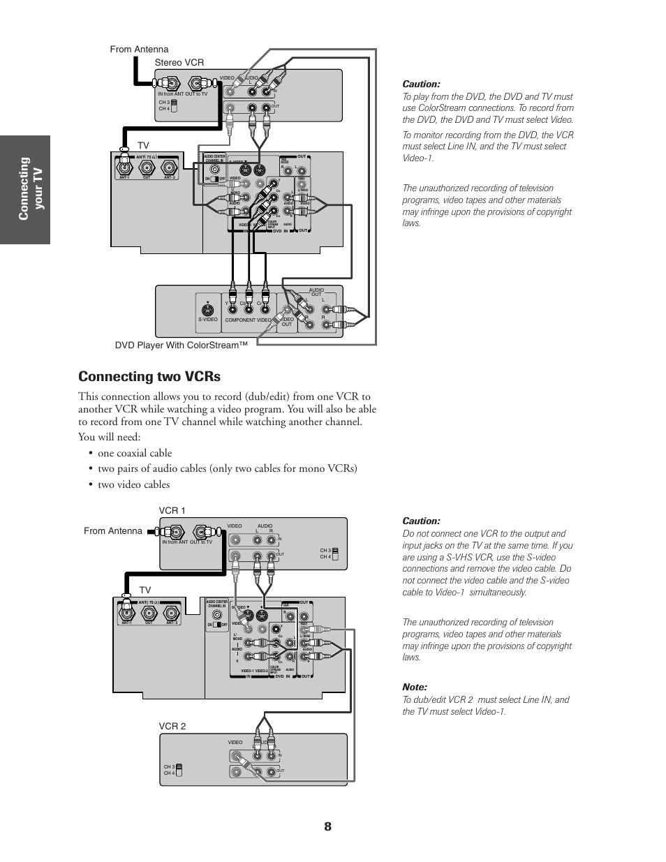 Two vcrs, Connecting two vcrs, 8ref er ence | Toshiba CN36Z71 User Manual | Page 8 / 47