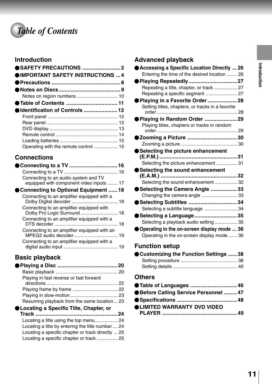 Toshiba SD-400V User Manual | Page 11 / 51