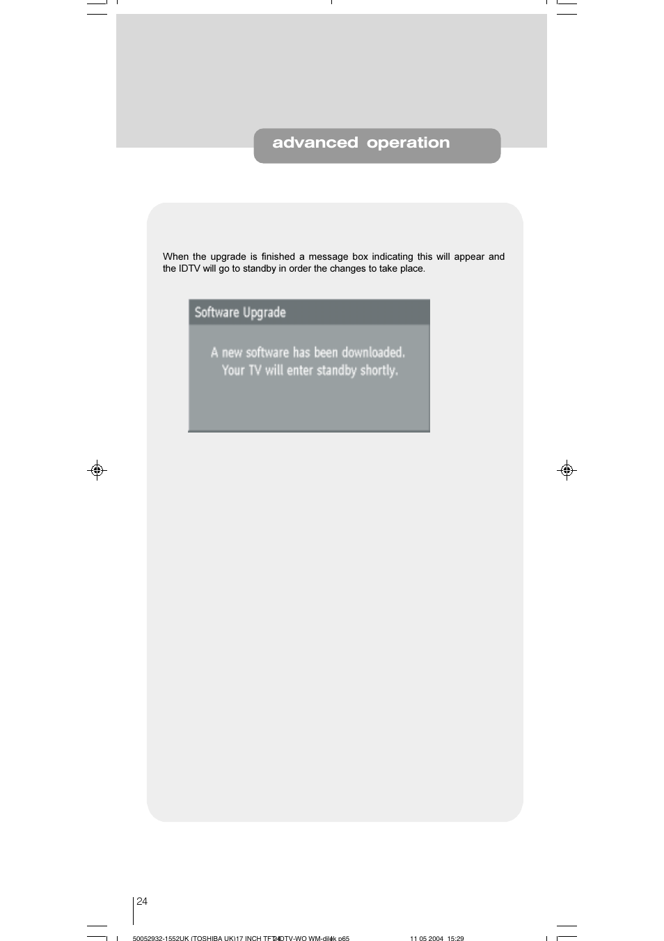 Advanced operation | Toshiba 17WLT46B User Manual | Page 25 / 65