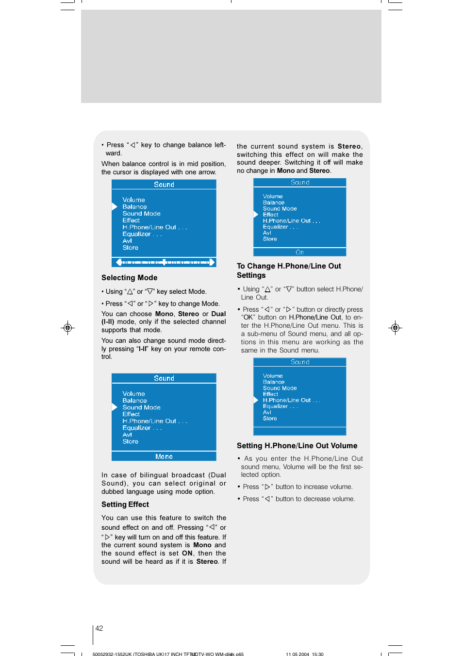 Toshiba 17WLT46B User Manual | Page 43 / 65