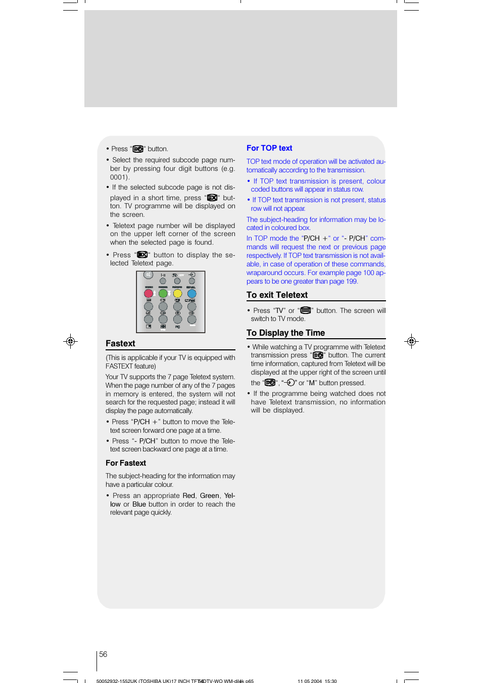 Fastext | Toshiba 17WLT46B User Manual | Page 57 / 65