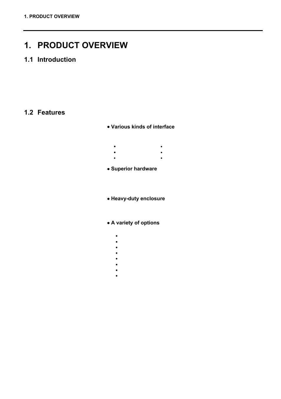 Product overview, 1 introduction, 2 features | 1 introduction 1.2 features | Toshiba EO1-33057 User Manual | Page 10 / 139
