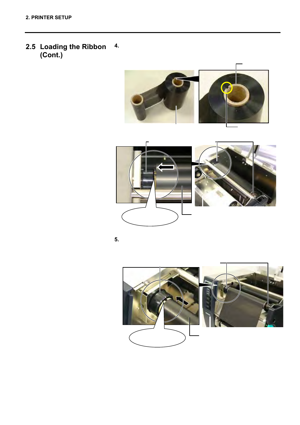 5 loading the ribbon (cont.) | Toshiba EO1-33057 User Manual | Page 29 / 139