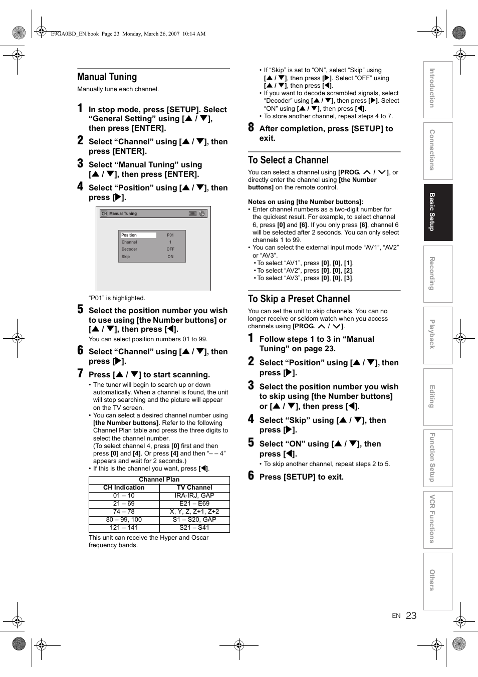Manual tuning | Toshiba D-VR17KB User Manual | Page 23 / 83