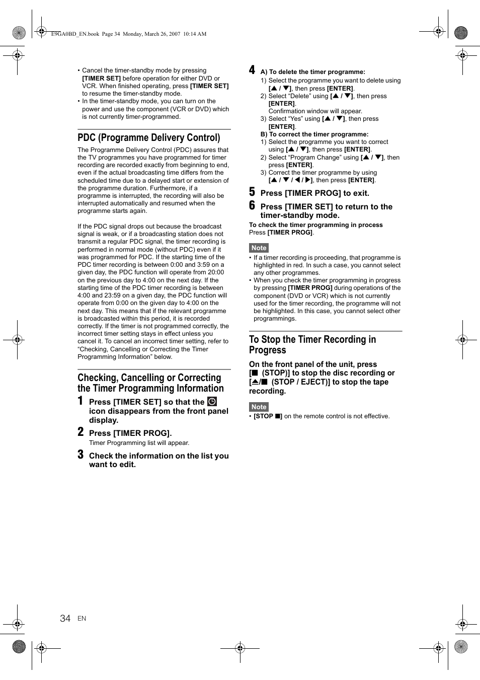 Pdc (programme delivery control) | Toshiba D-VR17KB User Manual | Page 34 / 83