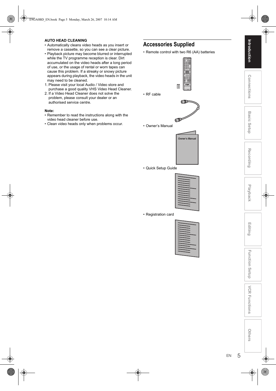 Accessories supplied | Toshiba D-VR17KB User Manual | Page 5 / 83