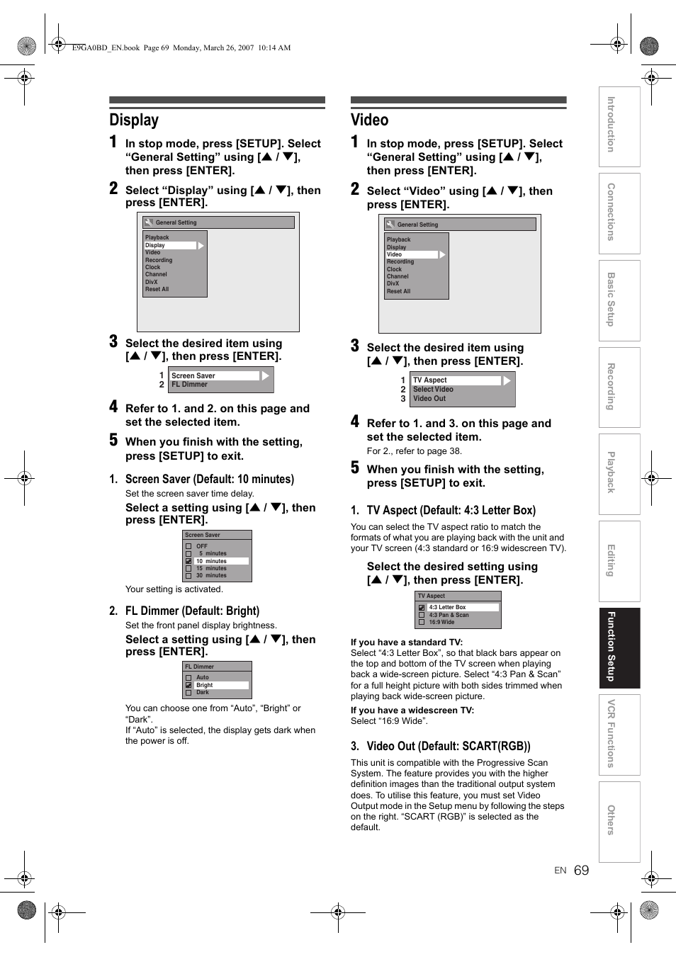 Display 1, Video 1 | Toshiba D-VR17KB User Manual | Page 69 / 83