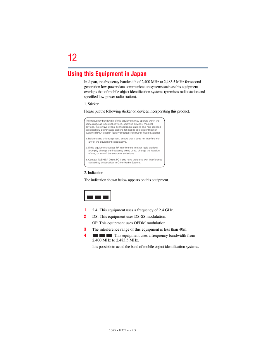 Using this equipment in japan | Toshiba SATELLITE P500 User Manual | Page 12 / 254