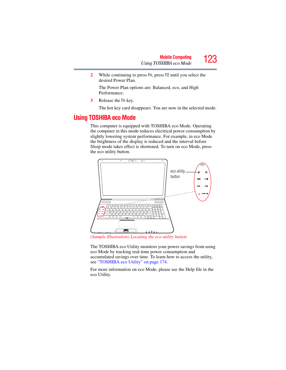 Using toshiba eco mode | Toshiba SATELLITE P500 User Manual | Page 123 / 254