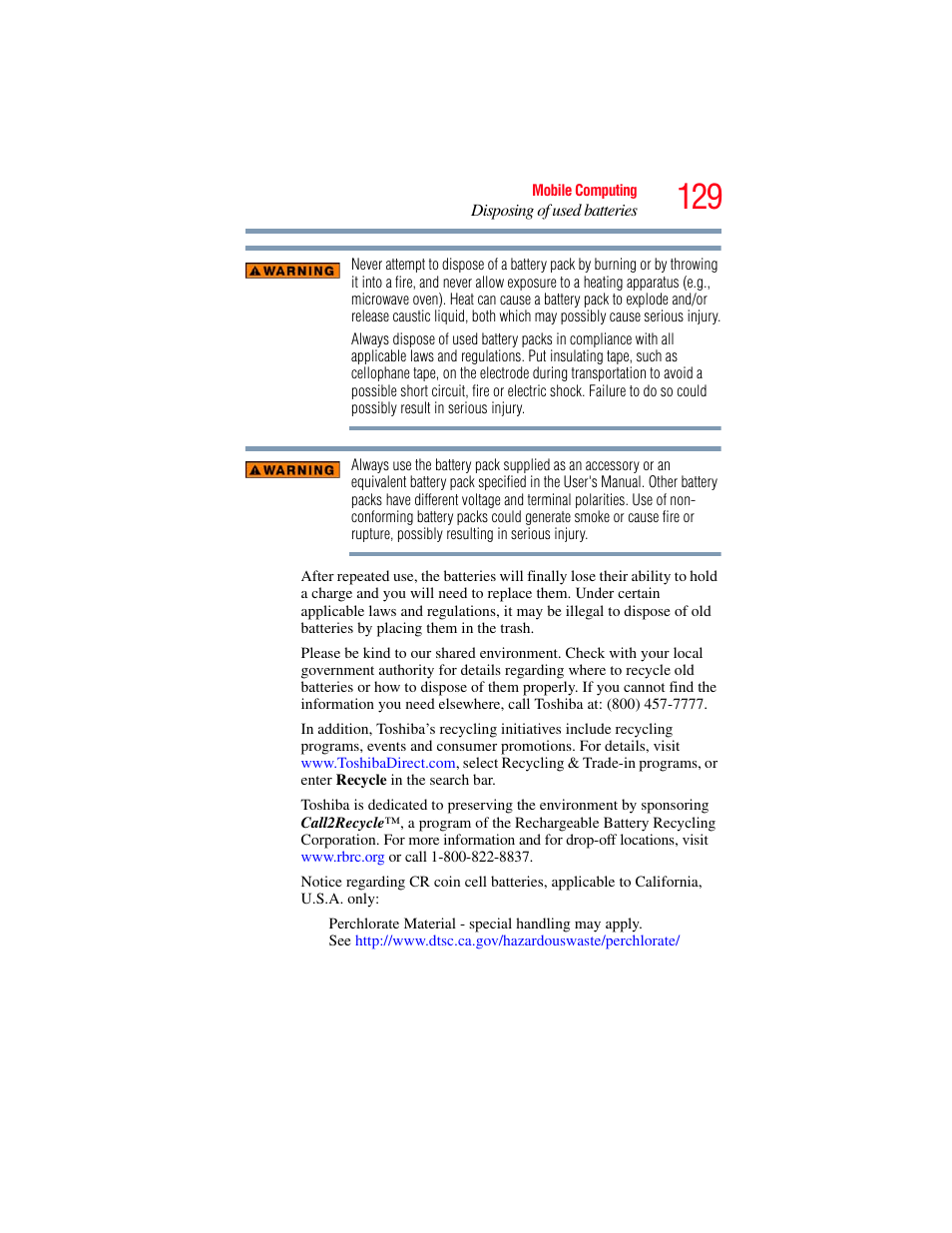 Toshiba SATELLITE P500 User Manual | Page 129 / 254