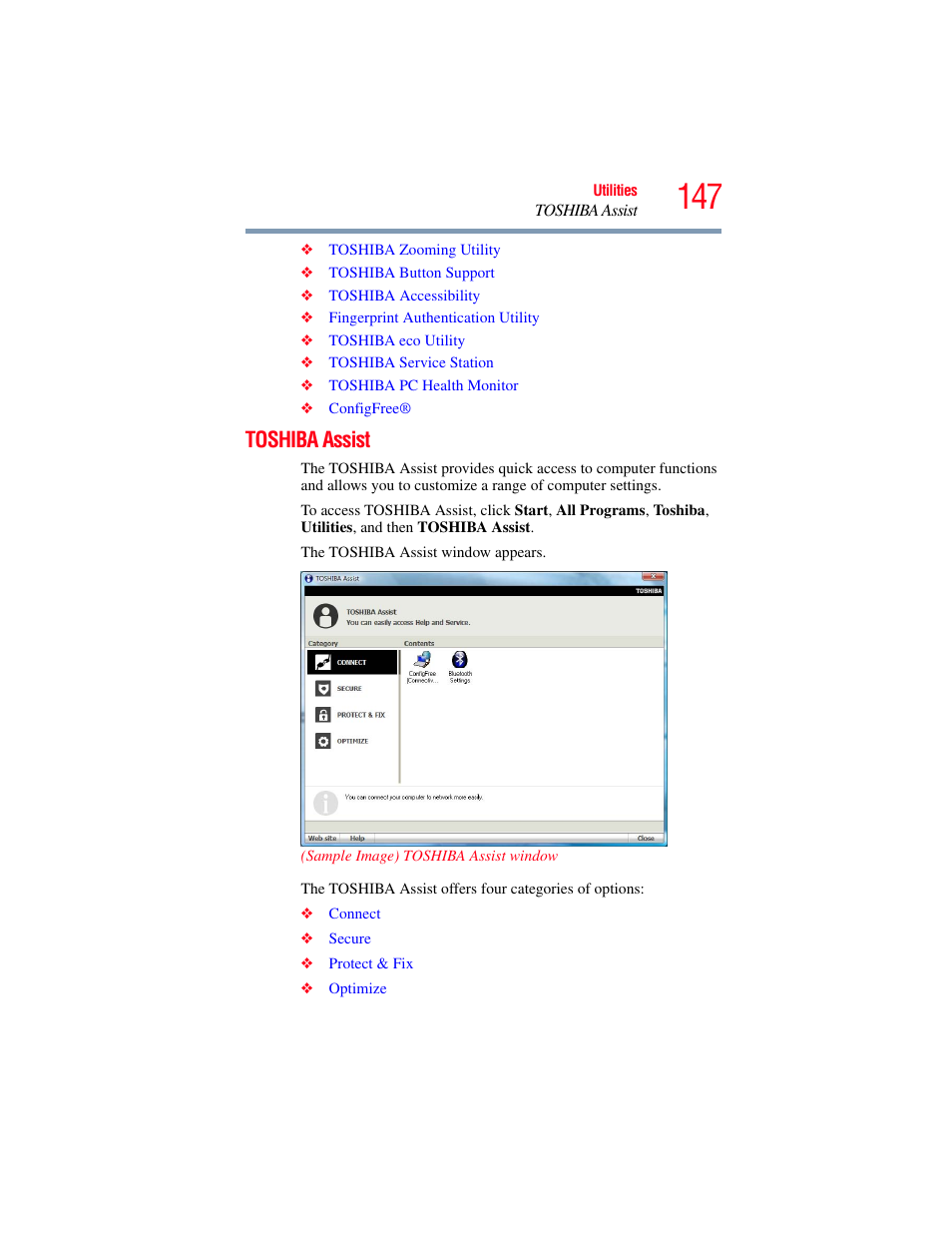 Toshiba assist | Toshiba SATELLITE P500 User Manual | Page 147 / 254