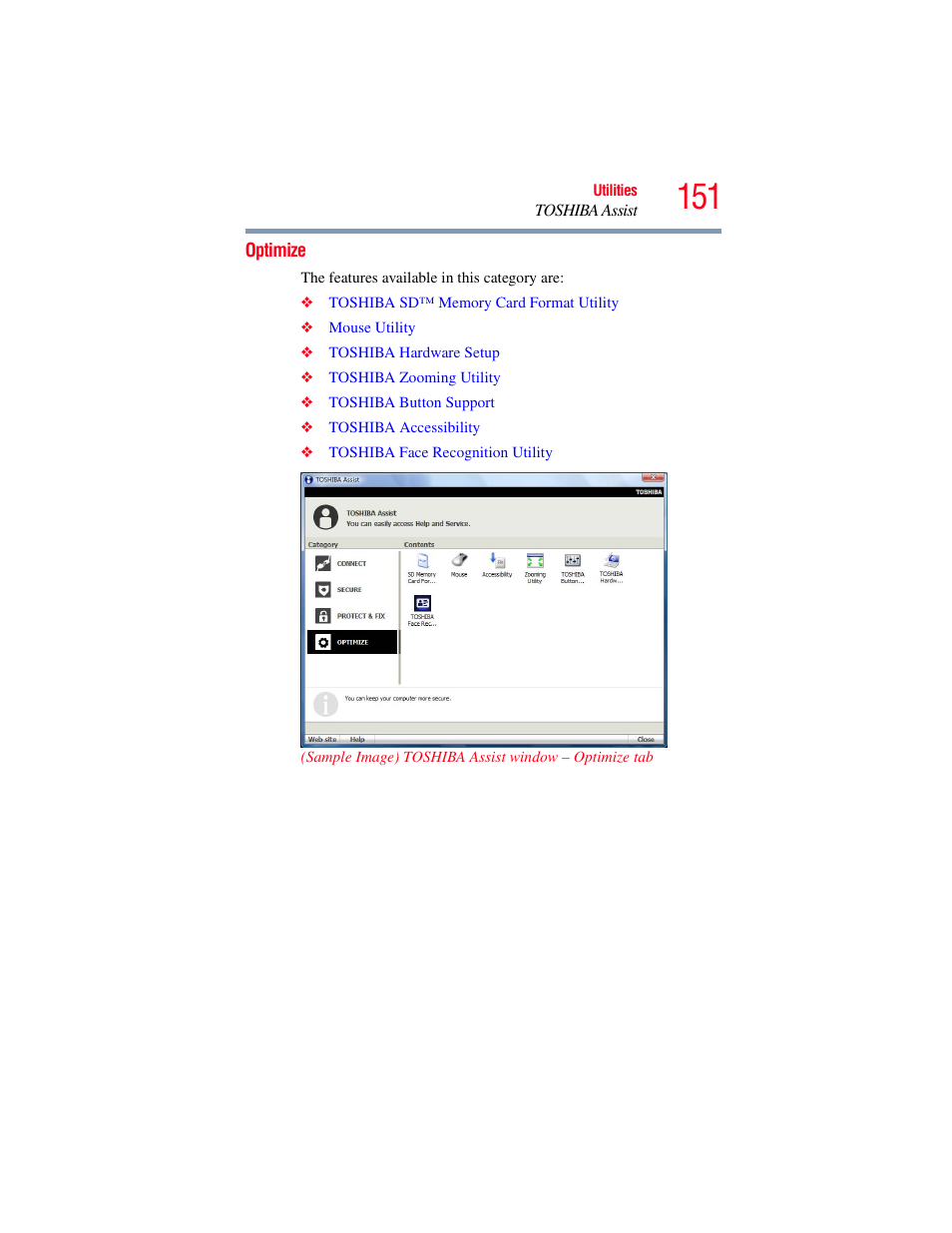 Optimize | Toshiba SATELLITE P500 User Manual | Page 151 / 254