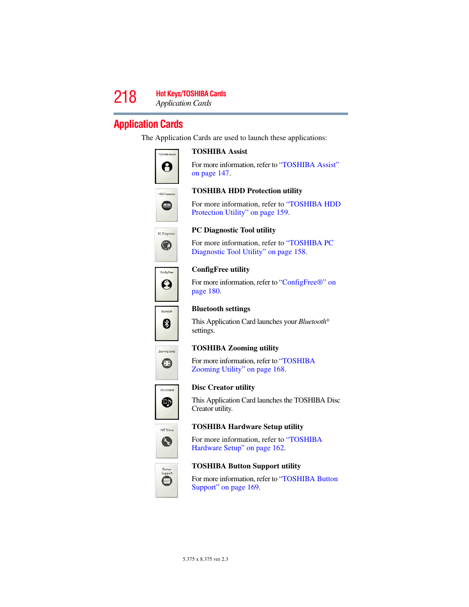 Application cards | Toshiba SATELLITE P500 User Manual | Page 218 / 254