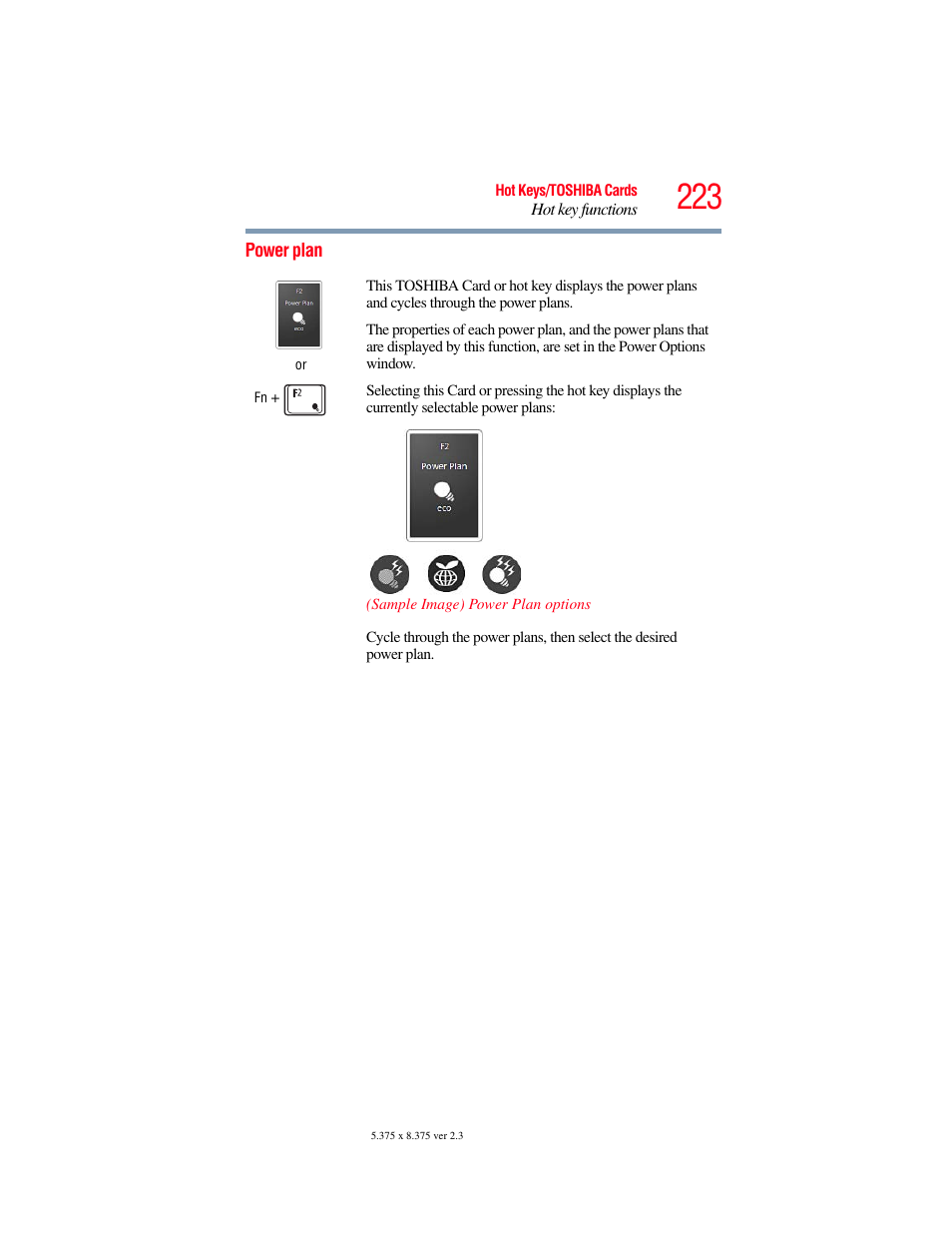 Power plan | Toshiba SATELLITE P500 User Manual | Page 223 / 254