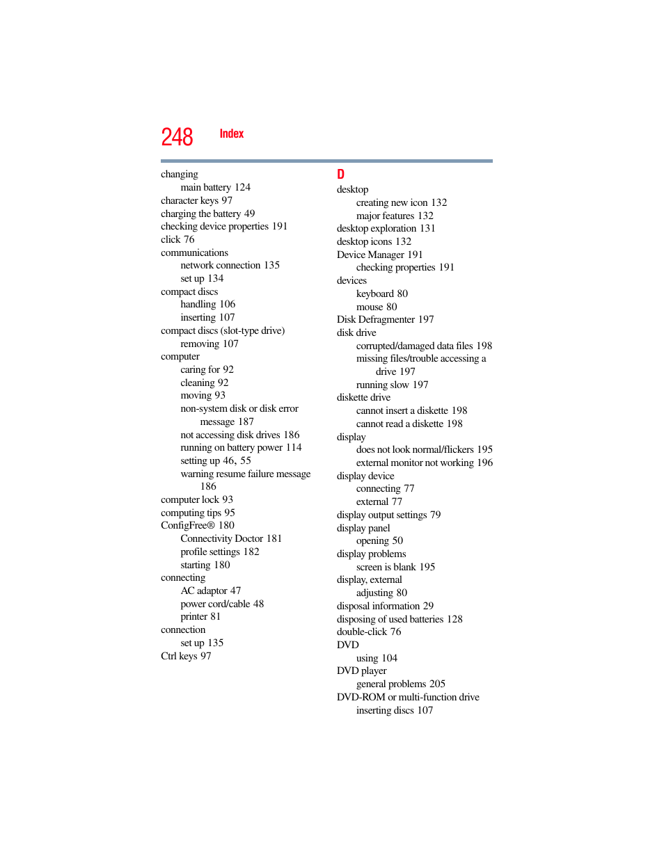 Toshiba SATELLITE P500 User Manual | Page 248 / 254