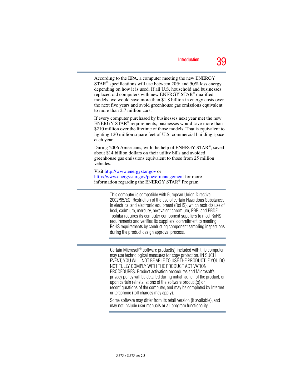Toshiba SATELLITE P500 User Manual | Page 39 / 254