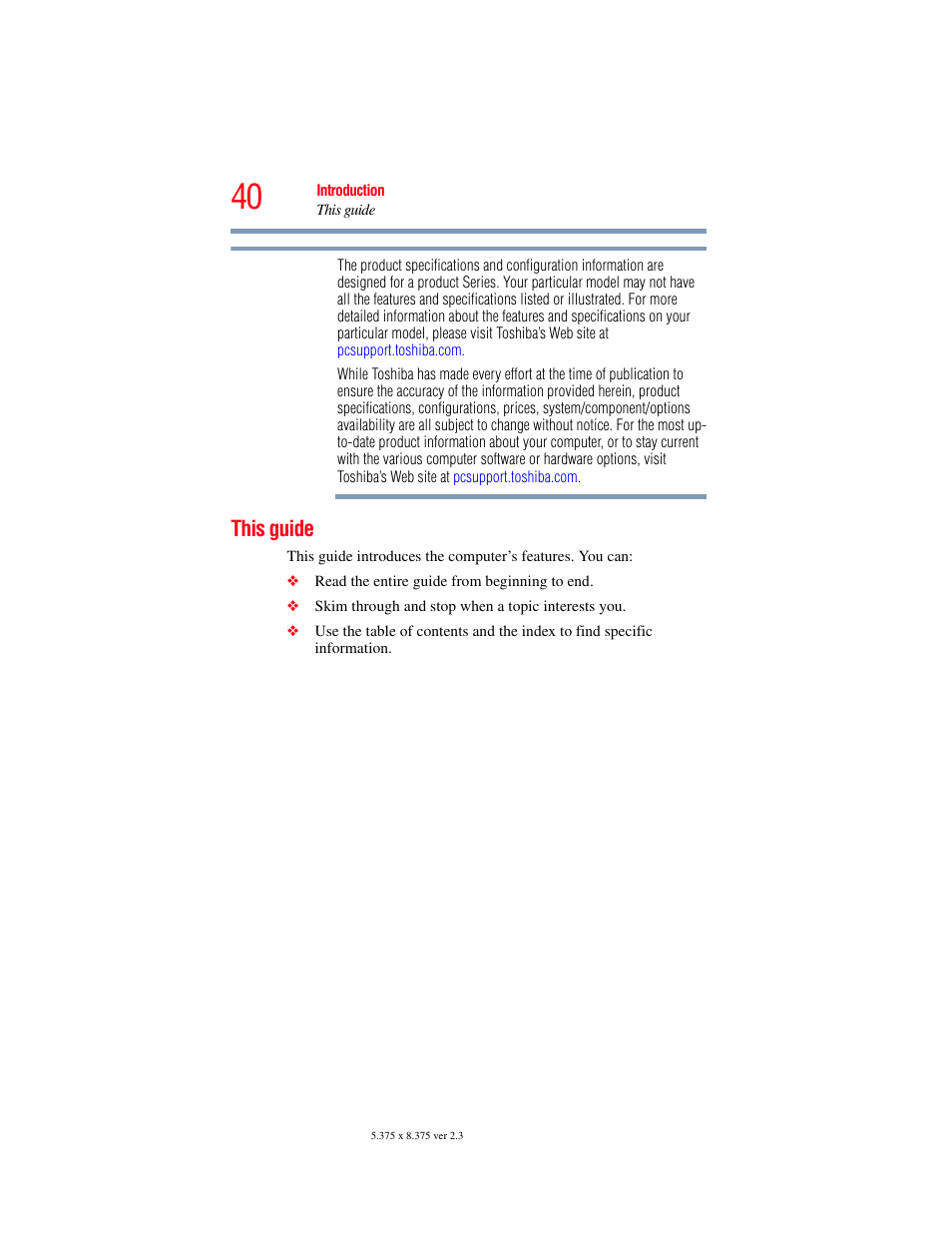 This guide | Toshiba SATELLITE P500 User Manual | Page 40 / 254