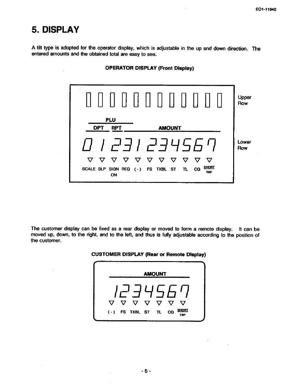 Display | Toshiba TEC MA-1700 User Manual | Page 11 / 158