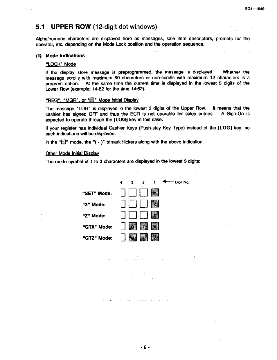 1 upper row (12-digit dot windows) | Toshiba TEC MA-1700 User Manual | Page 12 / 158