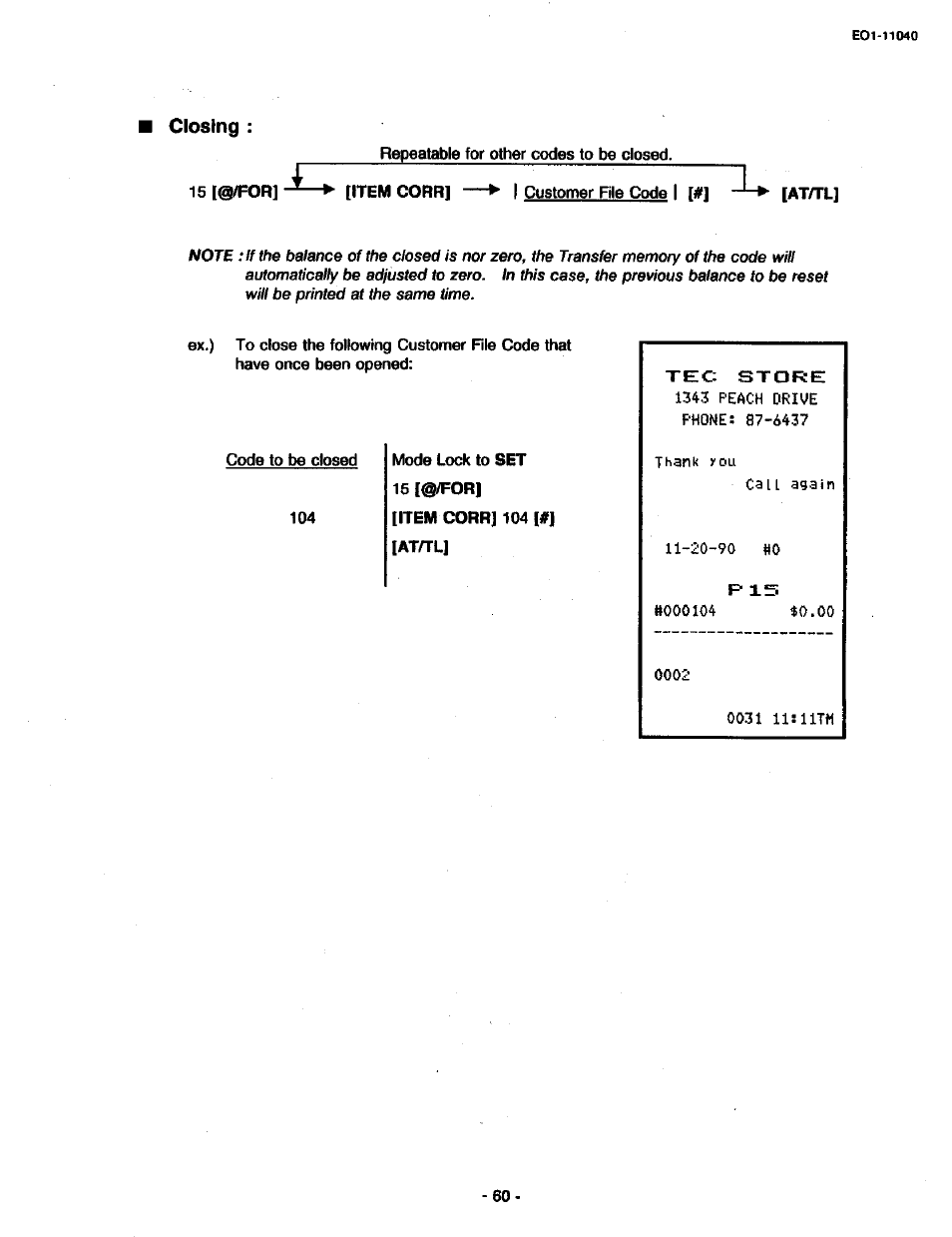 Closing | Toshiba TEC MA-1700 User Manual | Page 128 / 158